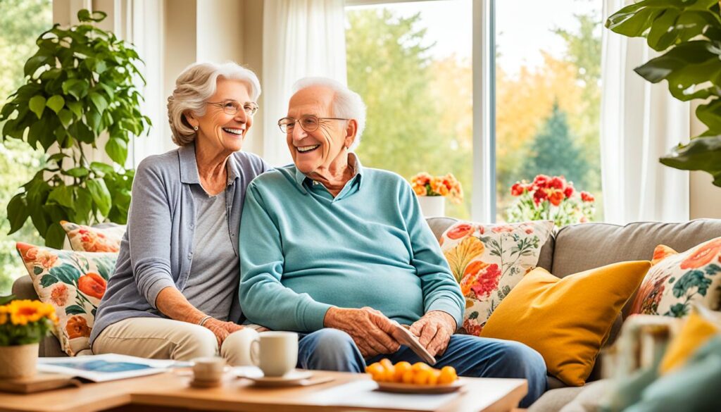 Senior couple enjoying their functional retirement home